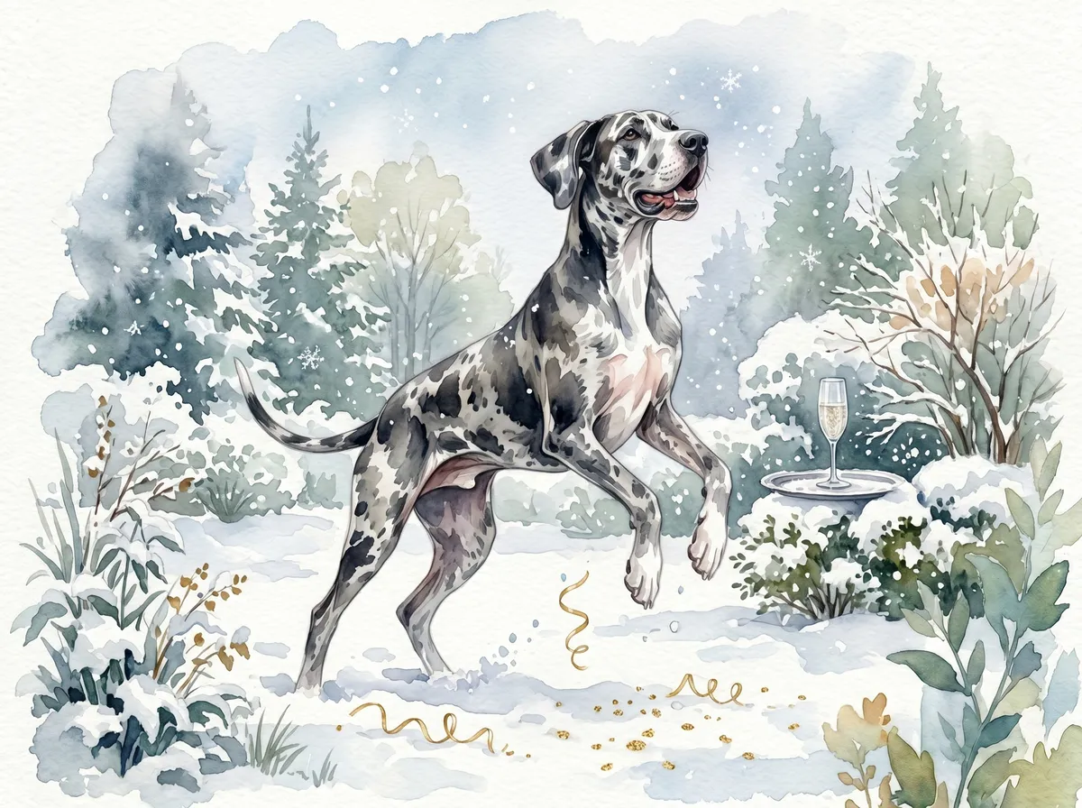 Great Dane watercolor calendar month 1